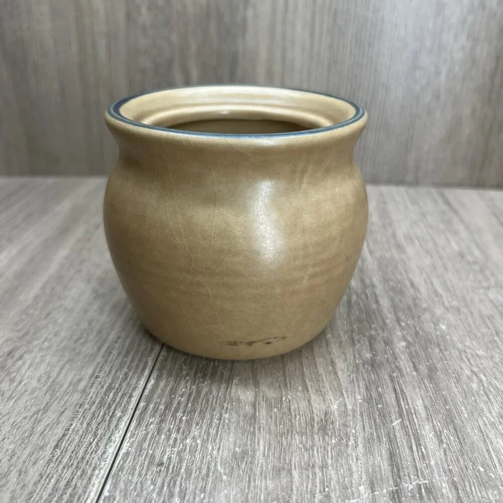 Vtg Pfaltzgraff Folk Art Sugar Bowl Creamer Set of 3 Stoneware Floral Blue Tan - Picture 13 of 16